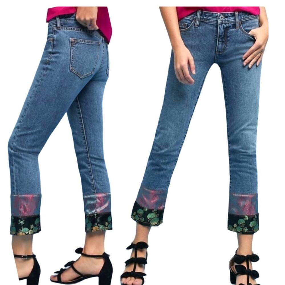 Anthropologie Pilcro And The Letterpress Blue Denim Slim Boyfriend Jeans Size 27